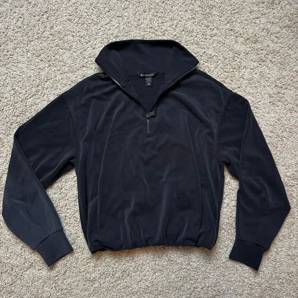 Athlete Seasoft 1/4 Zip Bubble Hem Sweatshirt Size XXS (runs large) Black